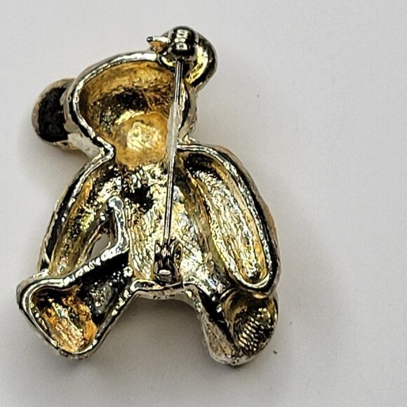 GOLD Tone Speckled Teddy Bear Brooch Pin - Picture 6 of 7